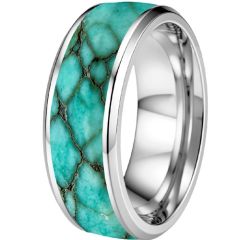 ****COI Titanium Black/Silver Dome Court Ring With Turquoise-02221BB