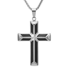 ****COI Titanium Gold Tone Silver/Black Cross Pendant-02226BB