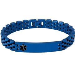 ****COI Blue Titanium Medical Alert Bracelet With Steel Clasp(Length: 8.66 inches)-02243BB