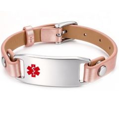 ****COI Titanium Medical Alert Genuine Leather Bracelet With Steel Clasp(Length: 8.27 inches)-02249BB