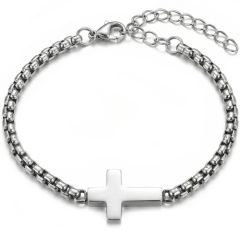 ****COI Titanium Black/Gold Tone/Silver Cross Bracelet With Steel Clasp(Length: 8.27 inches)-02250BB