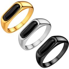 ****COI Titanium Black/Gold Tone/Silver Ring With Black Onyx-02255BB