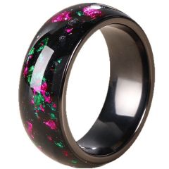 ****COI Black Titanium Meteorite Ring With Purple Amethyst & Created Green Emerald-02265BB
