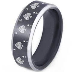 COI Titanium Ace of Spades Beveled Edges Ring - 2372