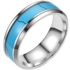 COI Titanium Turquoise Beveled Edges Ring - 2438