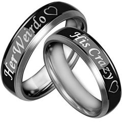 **COI Titanium His Crazy Her Weirdo Beveled Edges Ring-JT3532