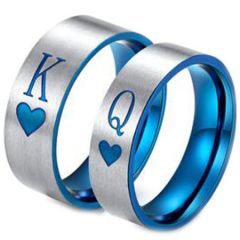 *COI Titanium King Queen Heart Pipe Cut Flat Ring - 3428