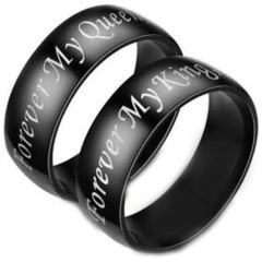 COI Black Titanium Forever King Queen Dome Court Ring-3439