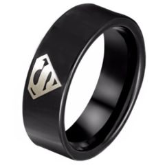 *COI Black Titanium Super Man Pipe Cut Flat Ring - JT3526AA