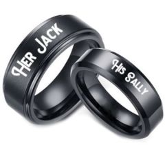 COI Black Titanium Her Jack His Sally Step Edges Ring-5338
