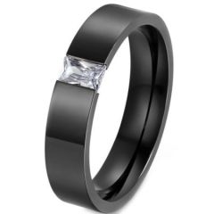 COI Black Titanium Solitaire Ring With Cubic Zirconia-5561