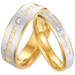 *COI Titanium Gold Tone Silver Forever Love Ring With Cubic Zirconia-5633