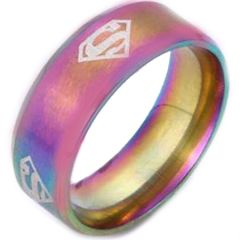 *COI Titanium Rainbow Color Super Man Dome Court Ring-6001