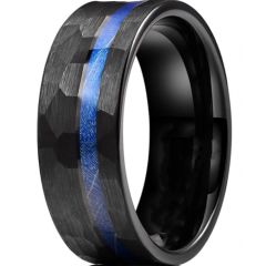 *COI Black Titanium Hammered Ring With Meteorite-6905AA