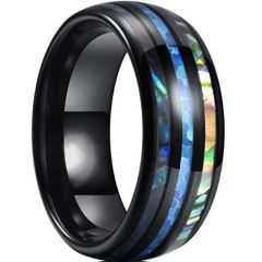 *COI Black Titanium Abalone Shell Dome Court Ring-6911AA