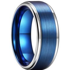 **COI Titanium Blue Silver Step Edges Ring-6929AA