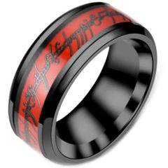 **COI Titanium Black Red Lord of Rings Ring Power Beveled Edges Ring-6969AA