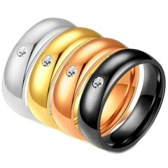 **COI Titanium Black/Gold Tone/Silver/Rose Dome Court Ring With Cubic Zirconia-7004AA