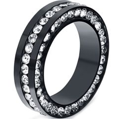 **COI Titanium Black/Gold Tone/Silver Ring With Cubic Zirconia-7037BB