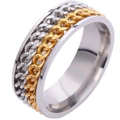 **COI Titanium Gold Tone Silver Keychain Ring-7044BB