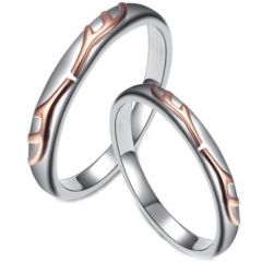 **COI Titanium Rose Silver Couple Wedding Band Ring-7108