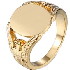 **COI Gold Tone Titanium Eagle Signet Ring-7111