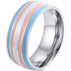 **COI Titanium White Rose Blue Enamel Dome Court Ring-7117