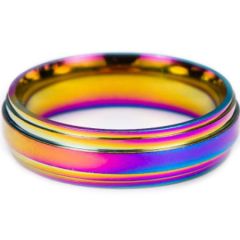 **COI Titanium Rainbow Color Step Edges Ring-7132