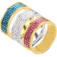 **COI Titanium Gold Tone/Silver Ring With Pink/White/Blue Cubic Zirconia-7156