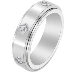 **COI Gold Tone/Silver/Rose Titanium Rotating Ring With Cubic Zirconia-7167