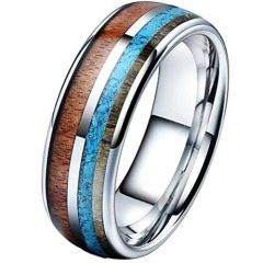 **COI Titanium Turquoise Wood Deer Antler Dome Court Ring-7187AA