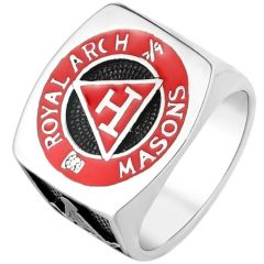 **COI Titanium Black Red Silver Masonic Freemason Ring-7197AA