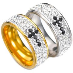 **COI Titanium Gold Tone/Silver Cross Ring With Cubic Zirconia-7207BB