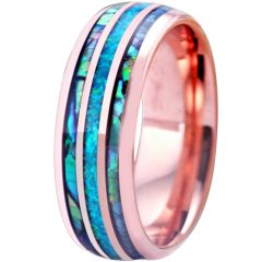 **COI Titanium Rose/Silver Abalone Shell Dome Court Ring-7221AA