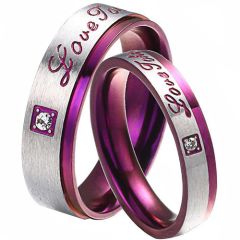 **COI Titanium Purple Silver Love Token Ring With Cubic Zirconia-7228AA