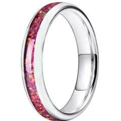 **COI Titanium Dome Court Ring With Red Crushed Opal-7269AA