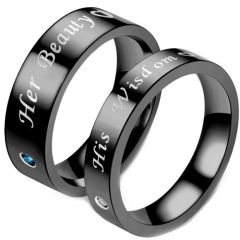 **COI Black Titanium Her Beauty His Wisdom Ring With Cubic Zirconia-7341BB