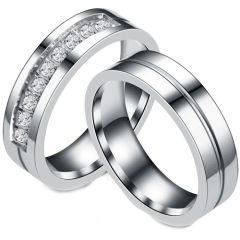 **COI Titanium Gold Tone/Silver Wedding Couple Ring-7348BB