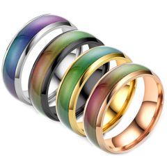 **COI Titanium Gold Tone/Rose/Black/Silver Rainbow Color Dome Court Ring-7366CC