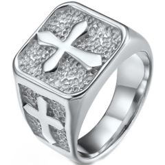 **COI Titanium Cross Signet Ring-7378BB