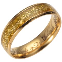**COI Gold Tone Titanium Lord The Rings Ring Power Beveled Edges Ring-7456BB