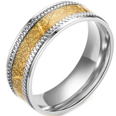 **COI Titanium Gold Tone Meteorite Ring-7460BB