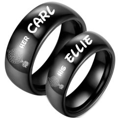 **COI Titanium Black/Gold Tone/Silver Her Carl His Ellie Dome Court Ring-7470BB