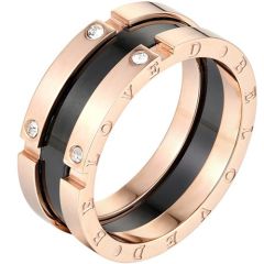 **COI Titanium Rose Black Be Loved Ring With Cubic Zirconia-7483