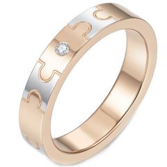 **COI Titanium Rose Silver Puzzle Ring With Genuine Diamond CTTW:0.005ct-7512BB