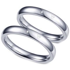 **COI Titanium Love & Heart Dome Court Ring With Genuine Diamond CTTW:0.005ct-7513BB