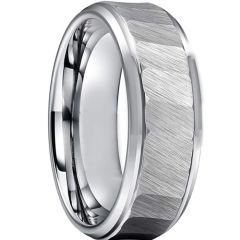 **COI Titanium Black/Silver Faceted Beveled Edges Ring-7566BB