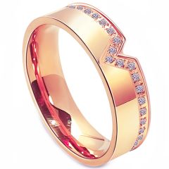 **COI Titanium Rose/Gold Tone/Silver V Shaped Ring With Cubic Zirconia-7592BB