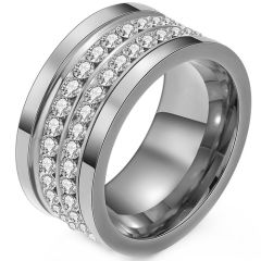 **COI Titanium Gold Tone/Silver Ring With Cubic Zirconia-7615BB