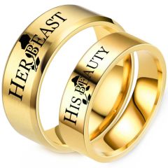 **COI Gold Tone Titanium His Beauty Her Beast Ring-7618BB